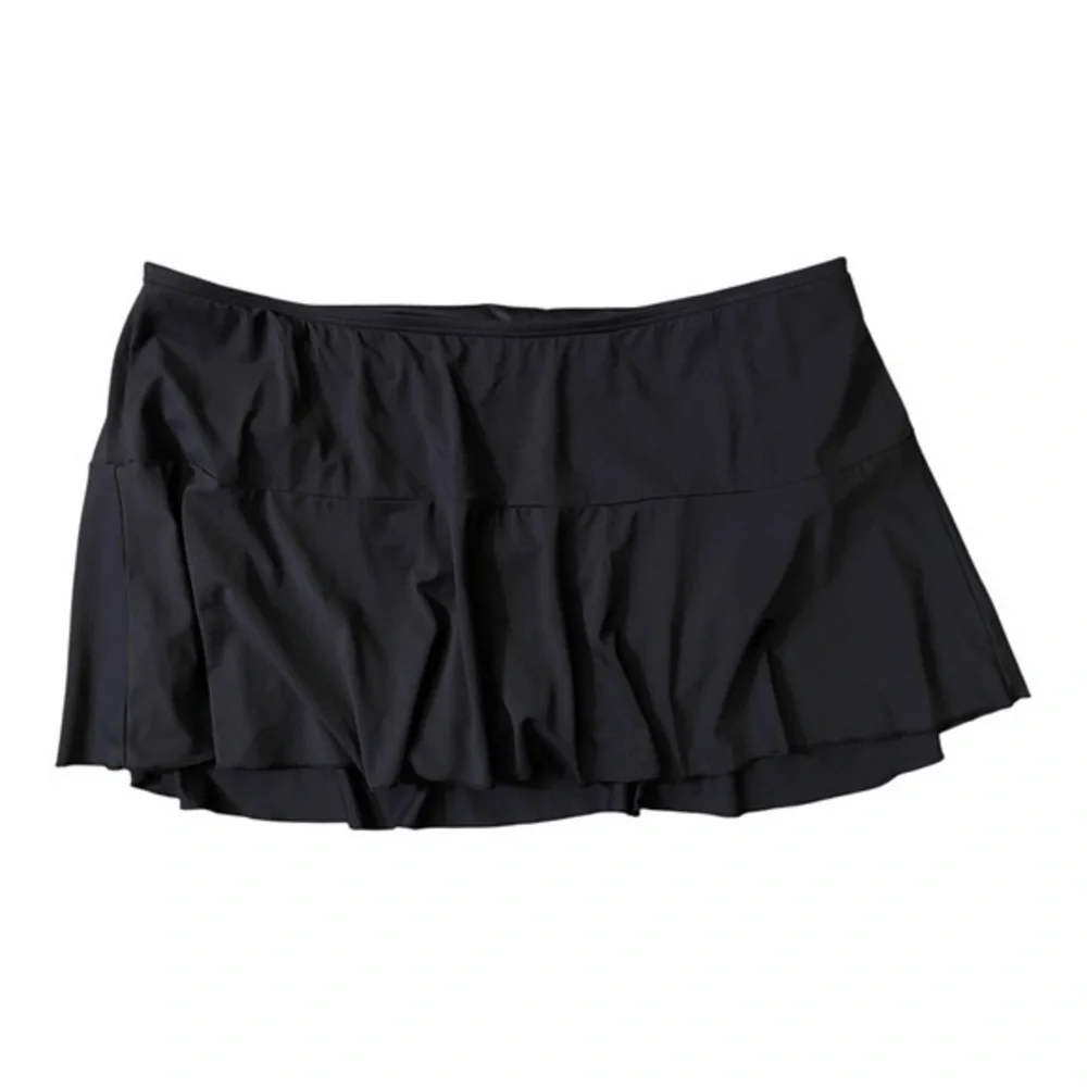 Lands' End Black Ruffle Swim Skirt